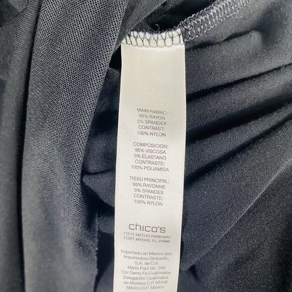 Chico's Size Medium 8 1 Ada Asymmetrical Hem Long Sleeve Top Black - Picture 5 of 6